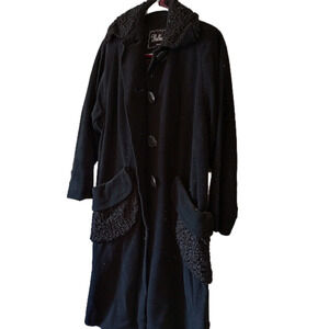 Glorious Vintage Thalhimer's 100% Virgin Wool Women's Coat Black Size S